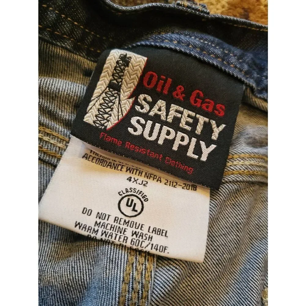 Oil And Gas Supply Jeans Men's 32 Blue Relaxed Bootcut Flame Resistant Light